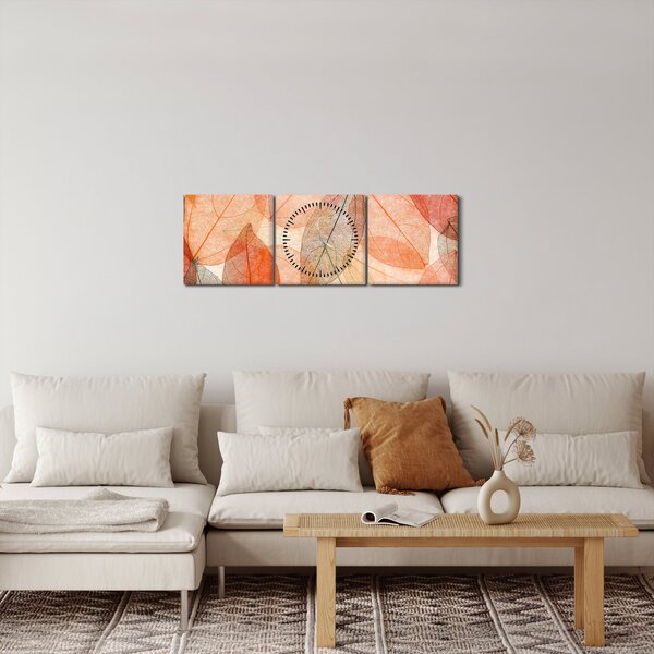 Tablou cu frunzele de toamnă pictate (cu ceas) (90x30 cm)