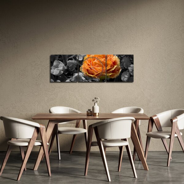 Tablou cu floare (cu ceas) (90x30 cm)