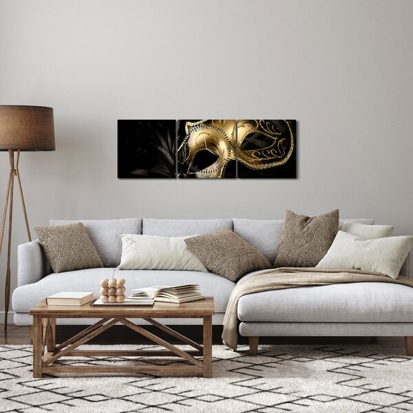 Tablou masca aurie (cu ceas) (90x30 cm)