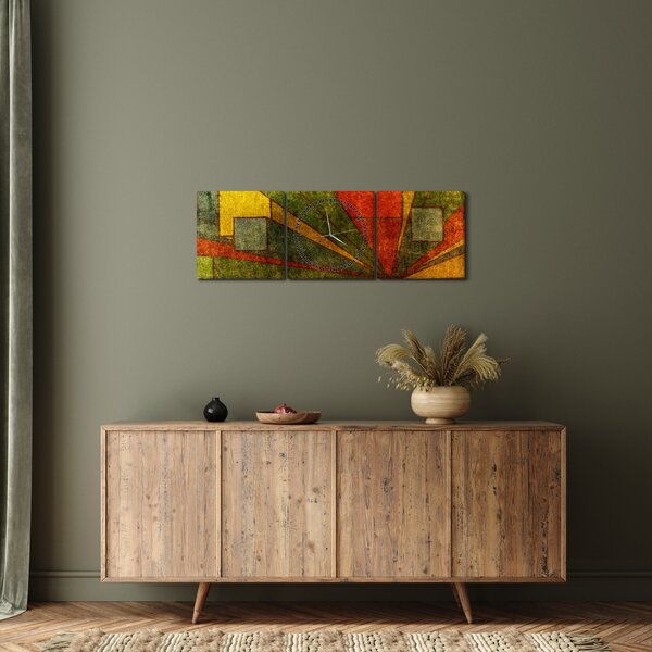 Tablou cu abstracție geometrică (cu ceas) (90x30 cm)