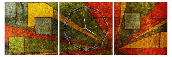 Tablou cu abstracție geometrică (cu ceas) (90x30 cm)