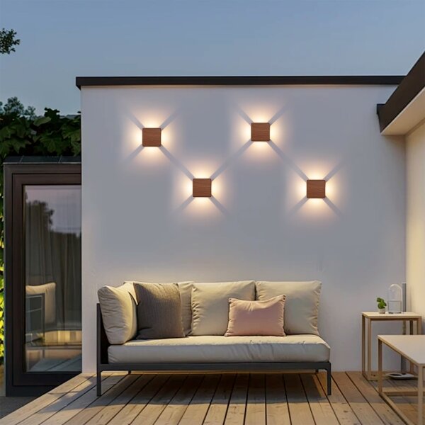 Brilagi - Aplică LED de exterior QUADRAY LED/6W/230V, decor lemn, IP54