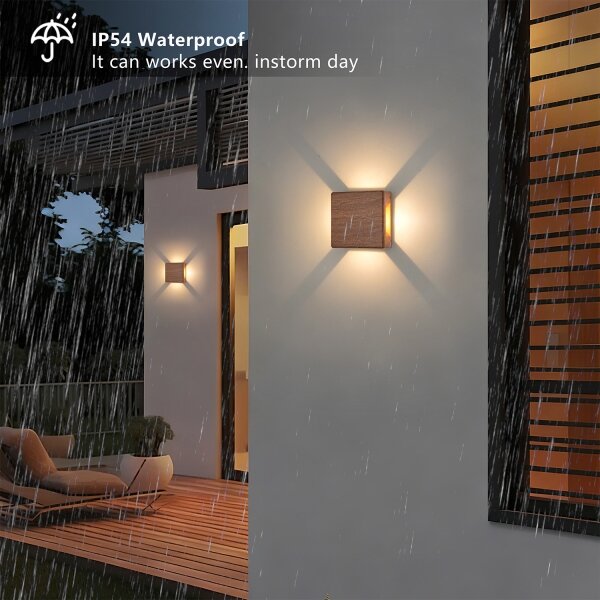 Brilagi - Aplică LED de exterior QUADRAY LED/6W/230V, decor lemn, IP54