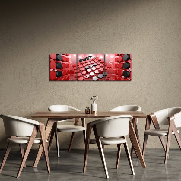 Tablou cu abstracți din butoane (cu ceas) (90x30 cm)