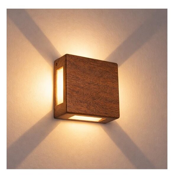 Brilagi - Aplică LED de exterior QUADRAY LED/6W/230V, decor lemn, IP54