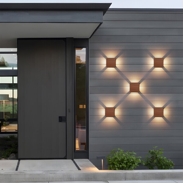 Brilagi - Aplică LED de exterior QUADRAY LED/6W/230V, decor lemn, IP54