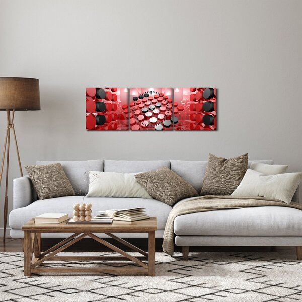 Tablou cu abstracți din butoane (cu ceas) (90x30 cm)