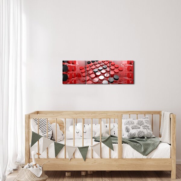 Tablou cu abstracți din butoane (cu ceas) (90x30 cm)