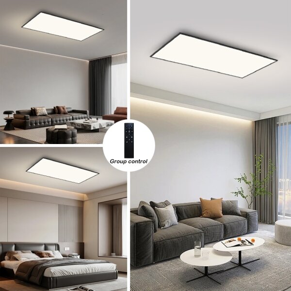 Brilagi - Plafonieră LED reglabilă SLIMFRAME, 80 W, 230 V, 120 x 60 cm, neagră, cu telecomandă