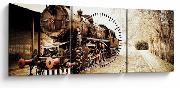 Tablou - Locomotiva istorică (cu ceas) (90x30 cm)