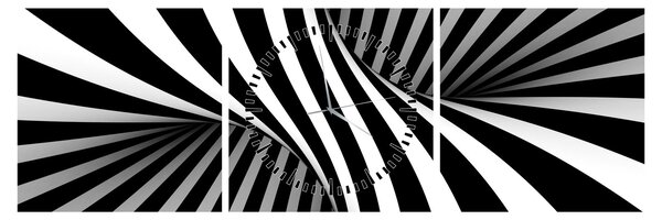 Tablou abstract cu dungi de zebră (cu ceas) (90x30 cm)