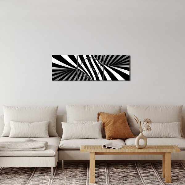 Tablou abstract cu dungi de zebră (cu ceas) (90x30 cm)