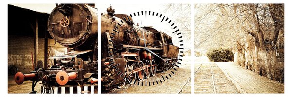 Tablou - Locomotiva istorică (cu ceas) (90x30 cm)