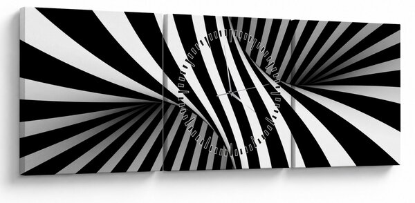 Tablou abstract cu dungi de zebră (cu ceas) (90x30 cm)