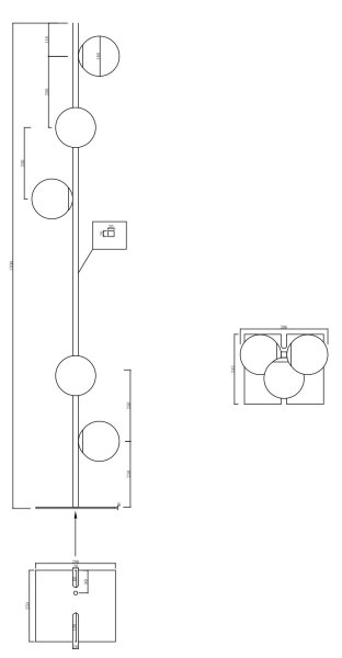 Ondaluce - Lampadar MONILE, 5xE14/10W/230V, 170 cm, negru/negru fumuriu