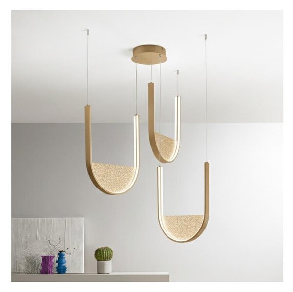 Ondaluce - Lustră LED dimabilă suspendată pe cablu LOTUS LED/70W/230V, finisaj auriu