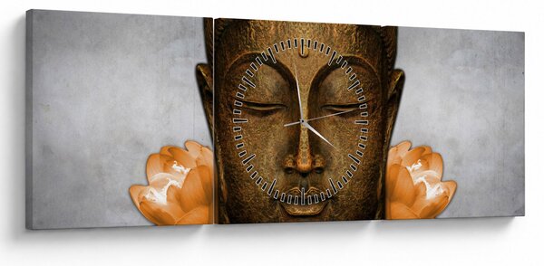 Tablou cu statuie cu detaliu a feței (cu ceas) (90x30 cm)