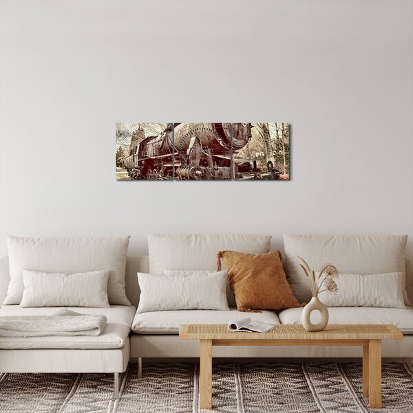 Tablou cu locomotivă istorică (cu ceas) (90x30 cm)
