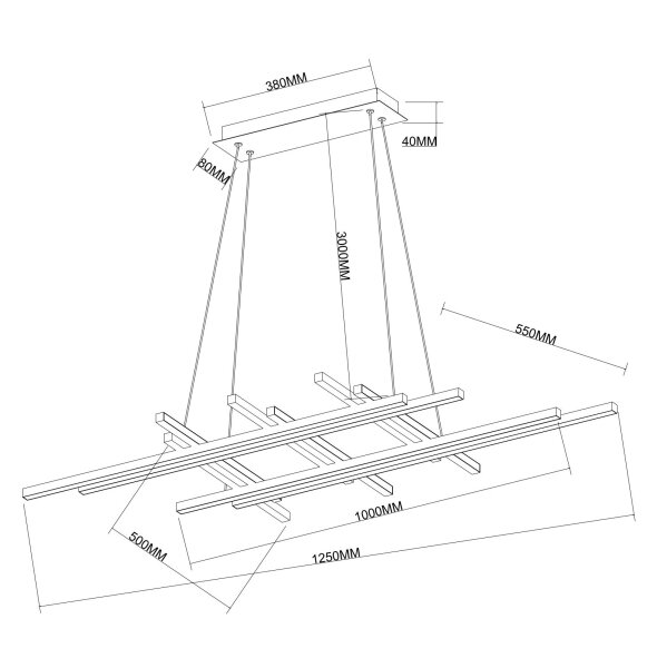 Ondaluce - Lustră LED reglabilă suspendată pe cablu MOVIDA, LED/114W/230V, negru