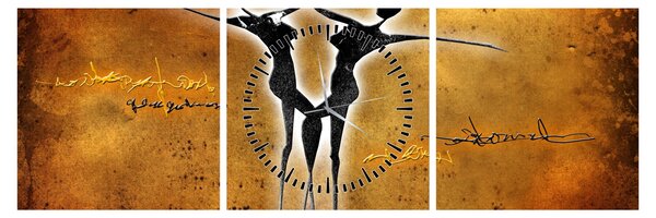 Tablou perechii dansând pictate (cu ceas) (90x30 cm)