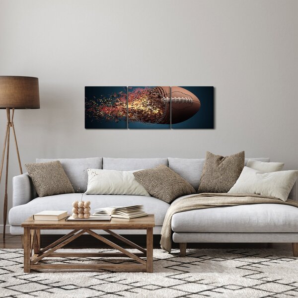 Tablou - Minge de ruggby în acțiune (cu ceas) (90x30 cm)