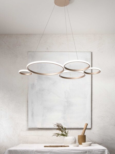 Ondaluce - Lustră LED dimerizabilă suspendată pe cablu POIS LED/60W/230V, auriu