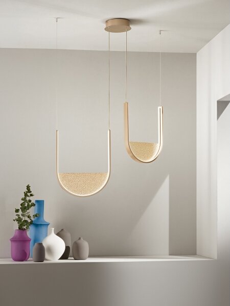 Ondaluce - Lustră LED dimabilă pe cablu LOTUS LED/55W/230V, auriu