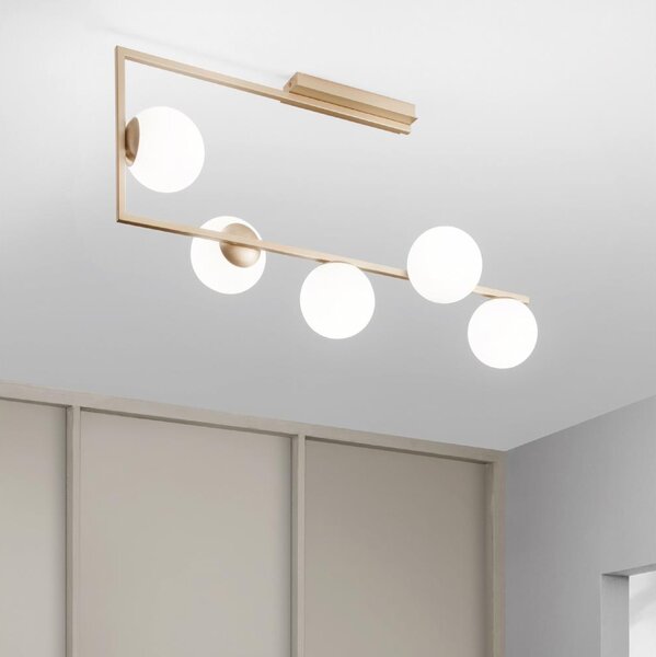 Ondaluce - Candelabru cu tijă MONILE 5xE14/10W/230V auriu/alb