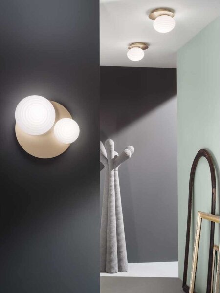 Ondaluce - Aplica de perete TONDO 1xE14/10W/230V + 1xE27/15W auriu/alb