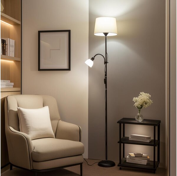 Brilagi - Lampadar CERIA 1xE27/100W/230V + 1xE14/25W negru/bej