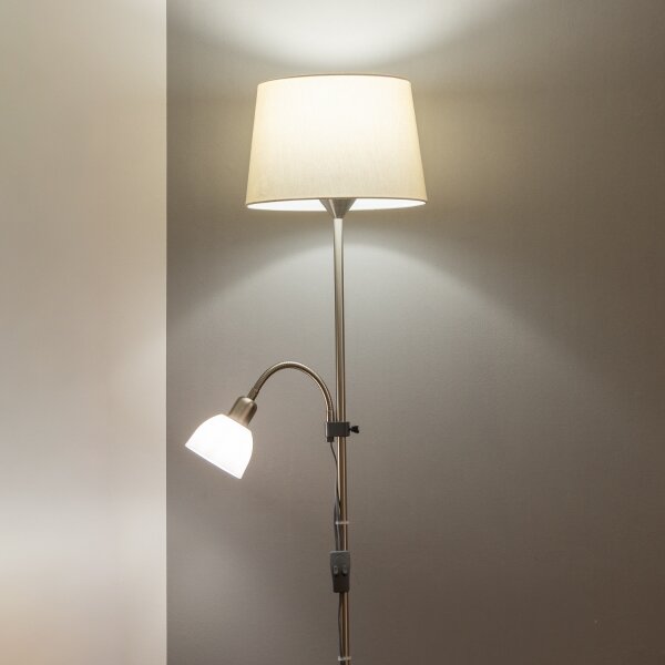 Lampadar CERIA Brilagi 1xE27/100W/230V + 1xE14/25W, crom mat/bej