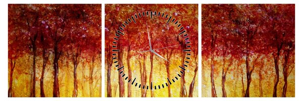 Tablou - Pictura pădurii cu frunziș (cu ceas) (90x30 cm)