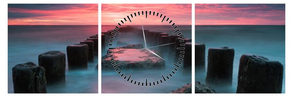 Tablou - Pietre în mare (cu ceas) (90x30 cm)