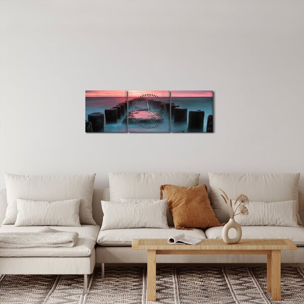Tablou - Pietre în mare (cu ceas) (90x30 cm)