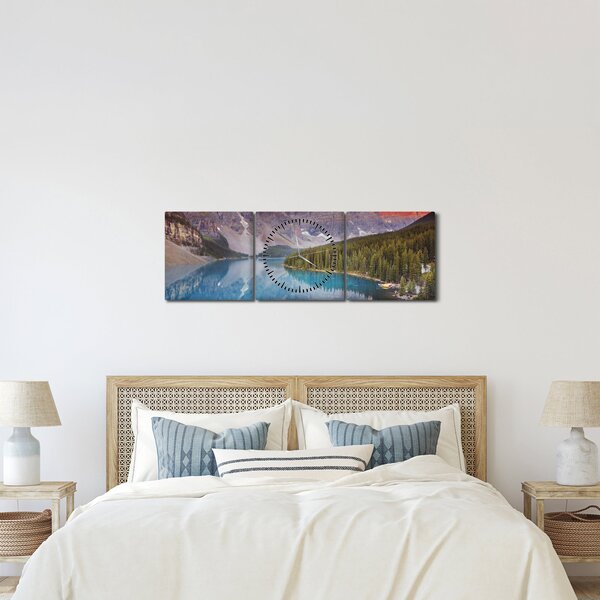 Tablou - Peisaj montan din Canada (cu ceas) (90x30 cm)