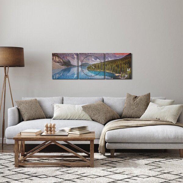 Tablou - Peisaj montan din Canada (cu ceas) (90x30 cm)
