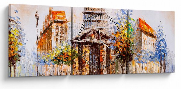 Tablou - Monument de oraș pictat (cu ceas) (90x30 cm)
