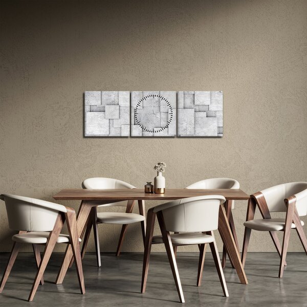Tablou - Abstracție cu faianță de beton (cu ceas) (90x30 cm)
