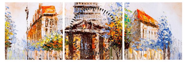 Tablou - Monument de oraș pictat (cu ceas) (90x30 cm)