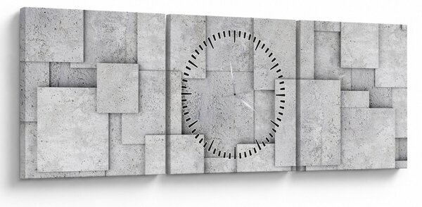 Tablou - Abstracție cu faianță de beton (cu ceas) (90x30 cm)