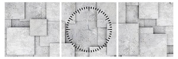 Tablou - Abstracție cu faianță de beton (cu ceas) (90x30 cm)