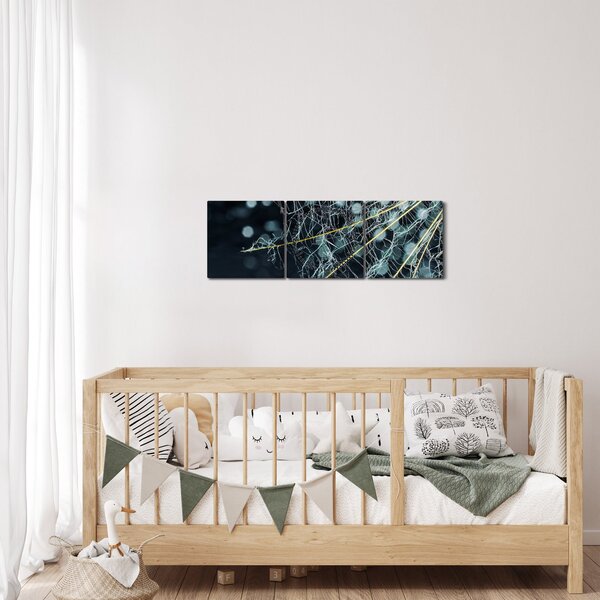 Tablou - Floare cu pânză de pâianjen (cu ceas) (90x30 cm)