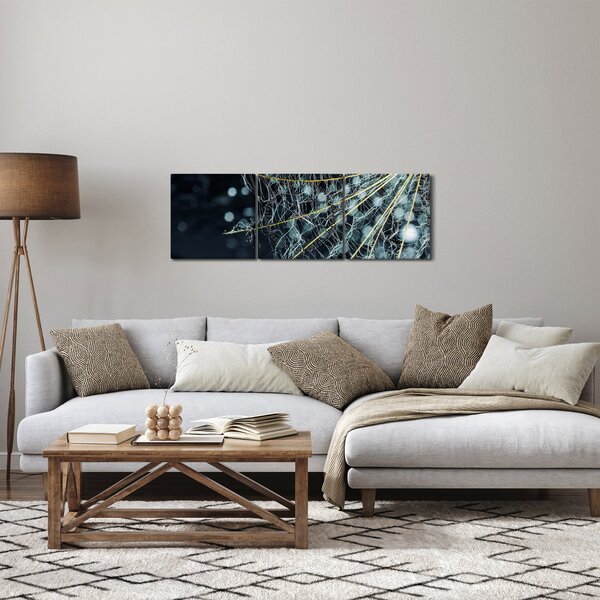 Tablou - Floare cu pânză de pâianjen (cu ceas) (90x30 cm)