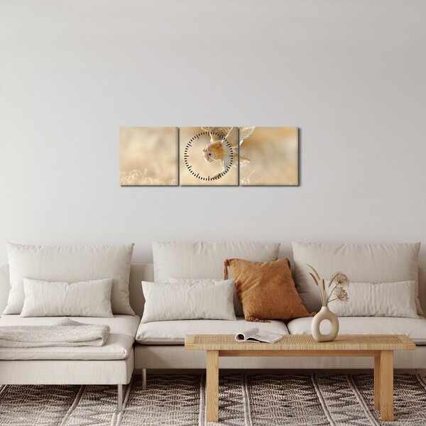 Tablou - Bufnița roșie (cu ceas) (90x30 cm)