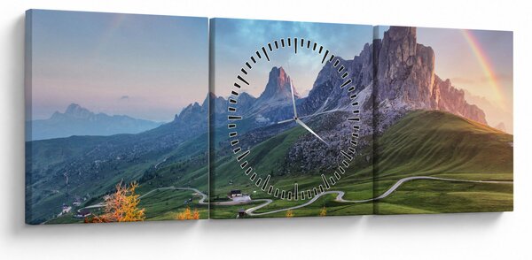 Tablou cu curcupeu deasupra stâncilor (cu ceas) (90x30 cm)