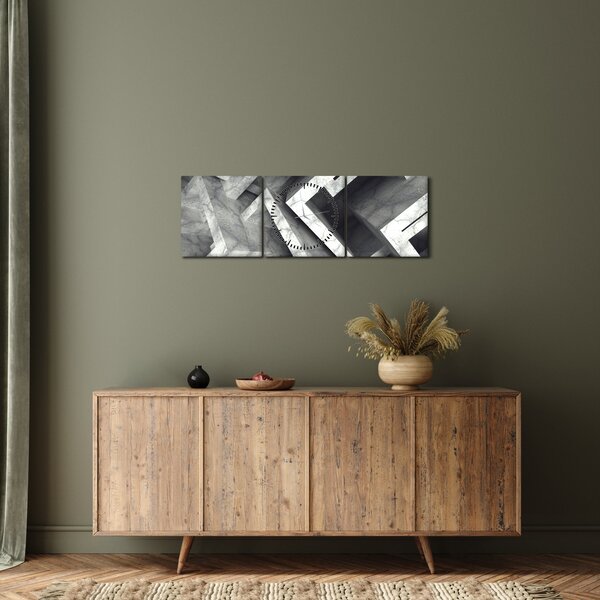Tablou cu cuburi abstracte (cu ceas) (90x30 cm)