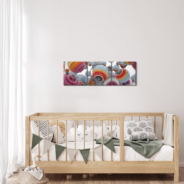 Tablou cu bile pictate (cu ceas) (90x30 cm)
