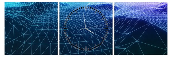 Tablou - Munți în model de calculator (cu ceas) (90x30 cm)