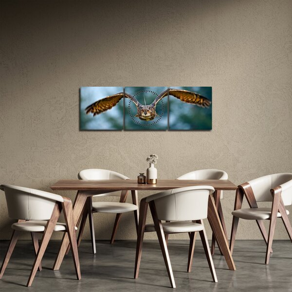 Tablou -Bufnita în zbor (cu ceas) (90x30 cm)