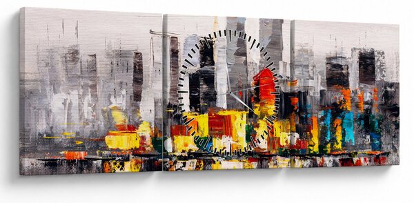 Tablou -Pictura orașului (cu ceas) (90x30 cm)